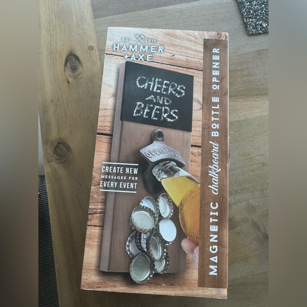 Hammer Plus Axe Magnetic Chalkboard Bottle Opener